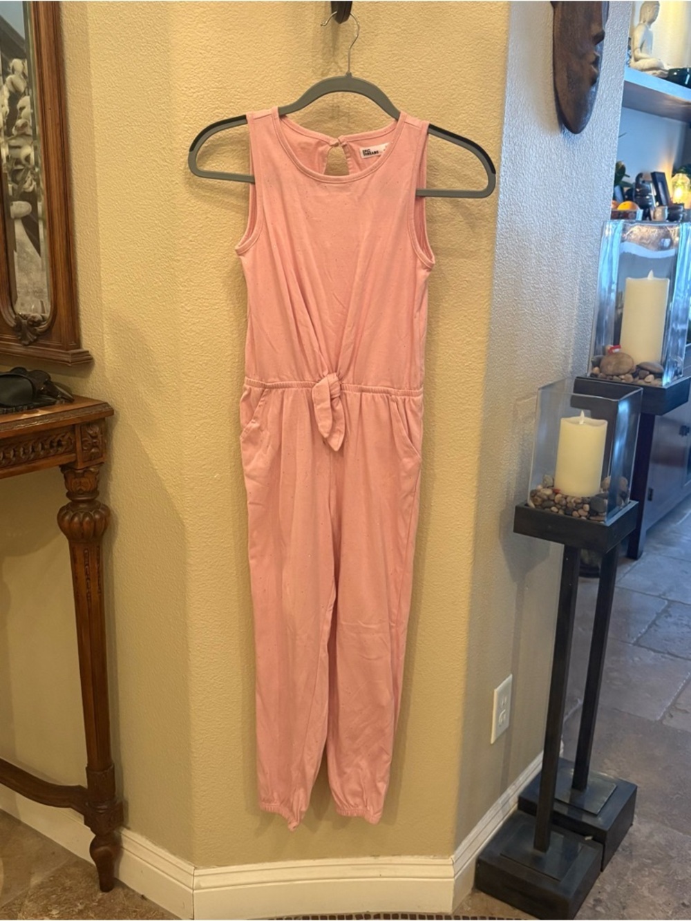 NWT~EPIC THREADS Girls Kids Pink Glittery Sleeveless Jumpsuit Size Medium (8-10)